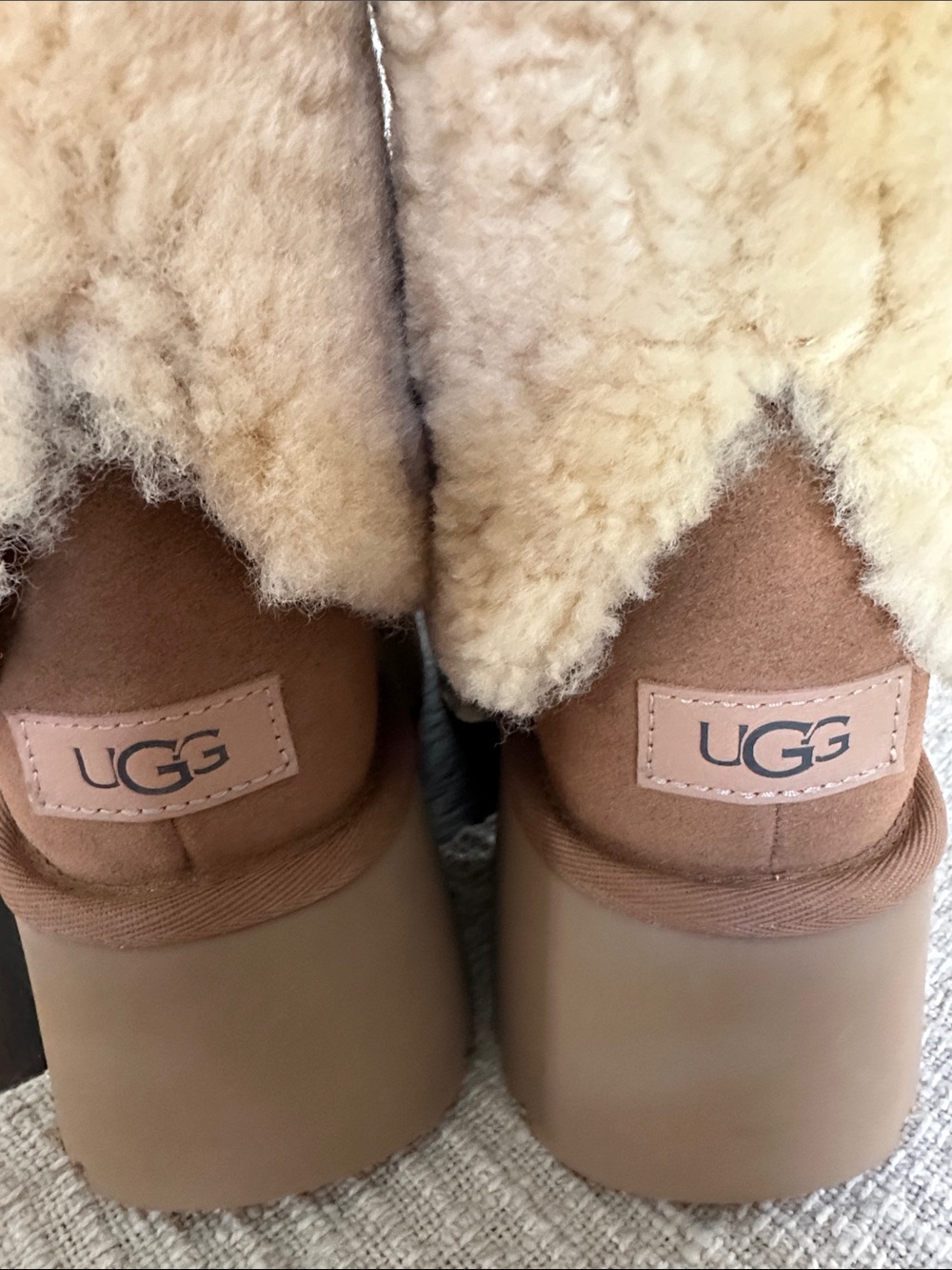UGG Chestnut Platform Shearling Cuff Ankle Boots - Picture 8 of 8
